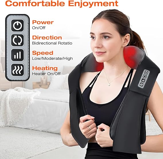 Shiatsu 4D Back & Neck Massager with Heat – Deep Tissue Kneading(NOT Cordless)