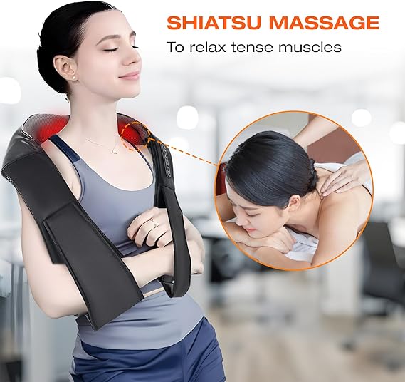 Shiatsu 4D Back & Neck Massager with Heat – Deep Tissue Kneading(NOT Cordless)