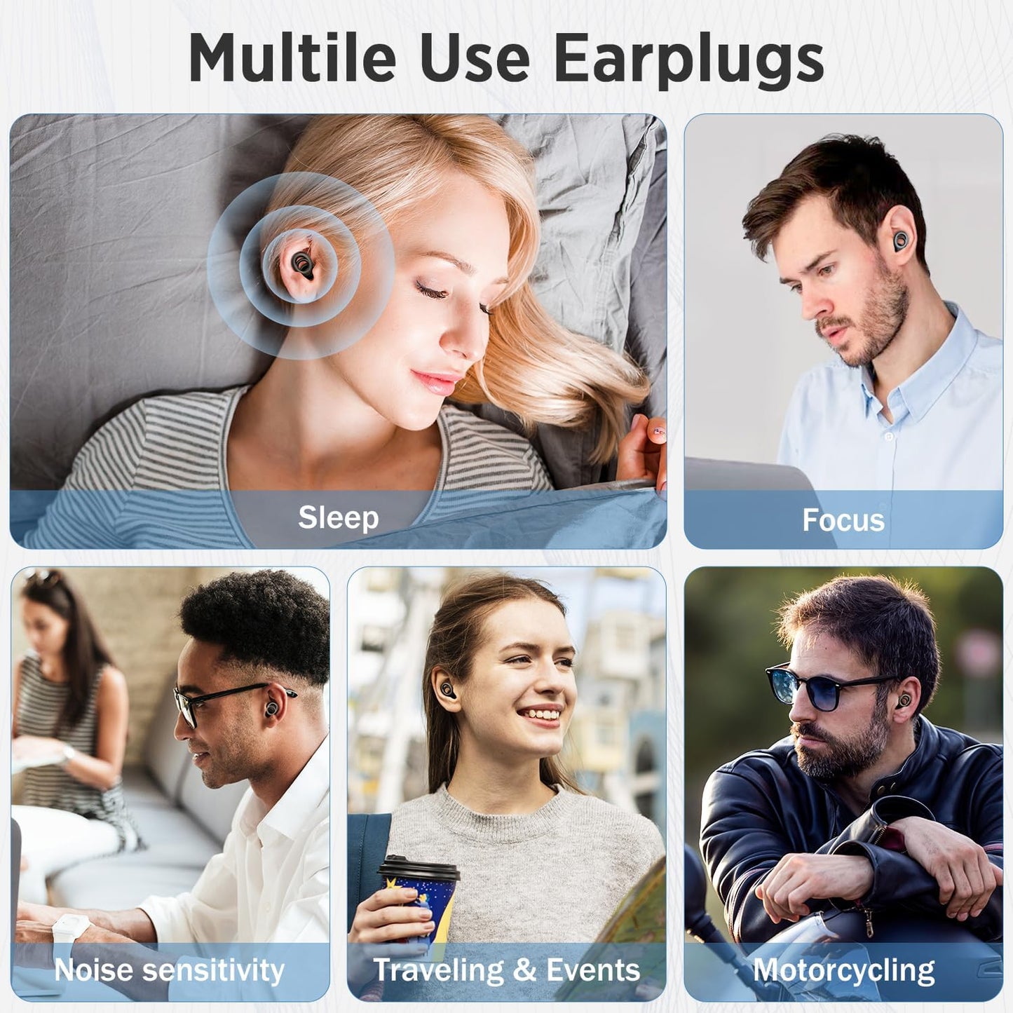 Ear Plugs – Ultra-Comfy, Reusable Noise-Reducing Earplugs for Sleep, Focus, Travel & Noise Sensitivity | Flexible Fit | 24dB (SNR) Noise Reduction & Hearing Protection