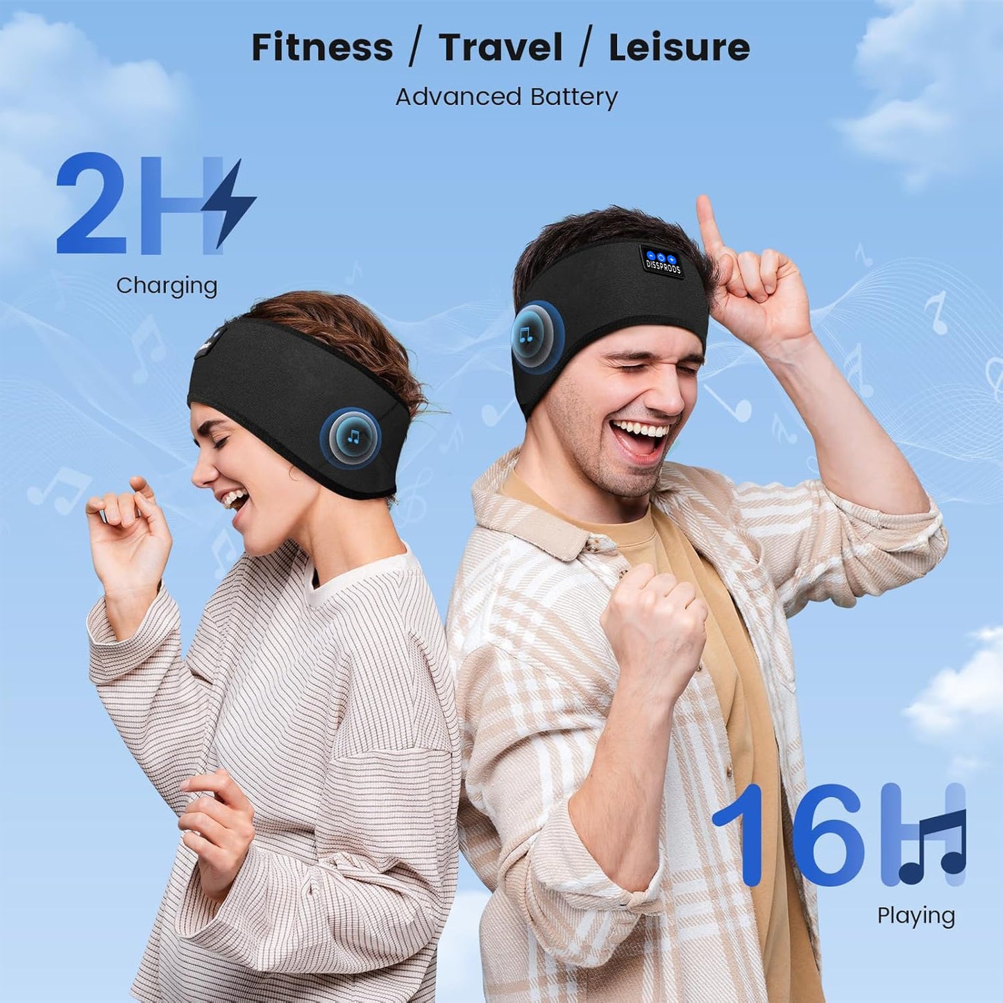 Wireless Sport & Sleep Headband – Sweatproof Music Bluetooth Headband – Comfortable Soft Sleeping Headband – Cool Gadgets for Men & Women – Universal Fit