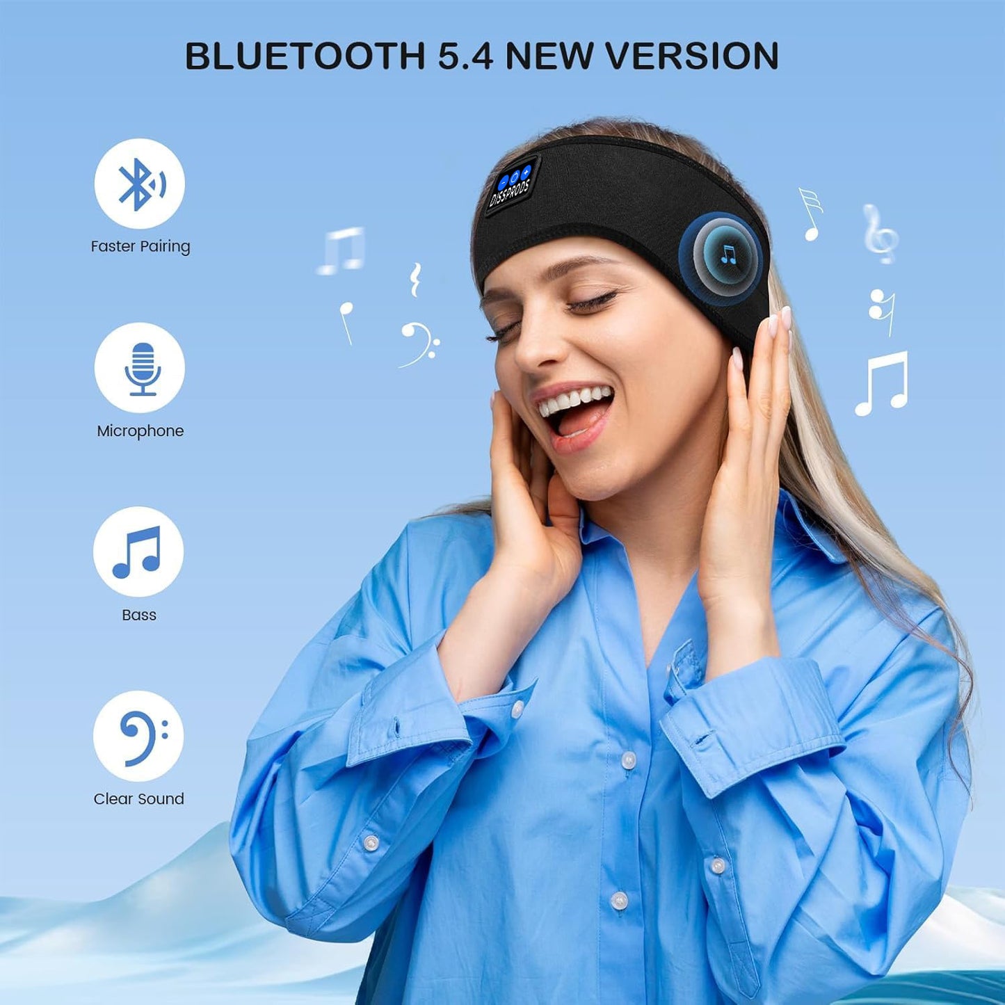 Wireless Sport & Sleep Headband – Sweatproof Music Bluetooth Headband – Comfortable Soft Sleeping Headband – Cool Gadgets for Men & Women – Universal Fit