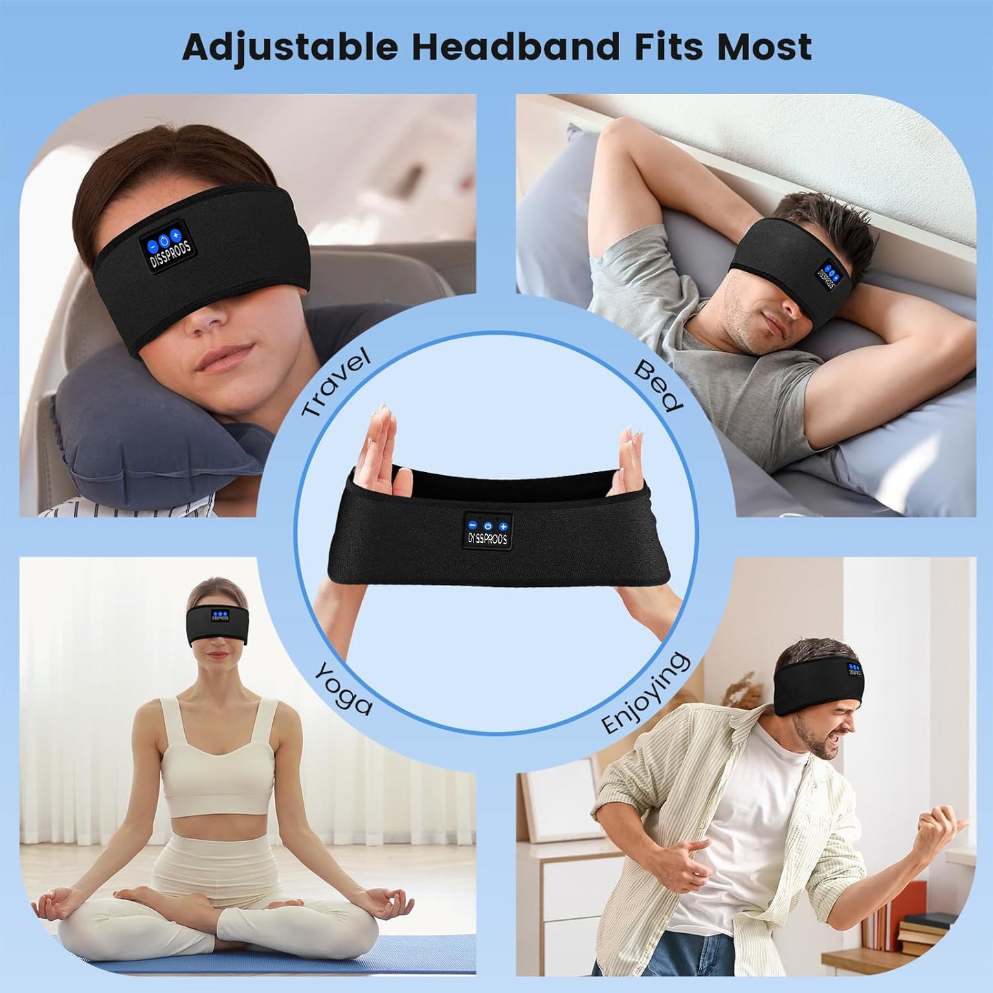 Wireless Sport & Sleep Headband – Sweatproof Music Bluetooth Headband – Comfortable Soft Sleeping Headband – Cool Gadgets for Men & Women – Universal Fit